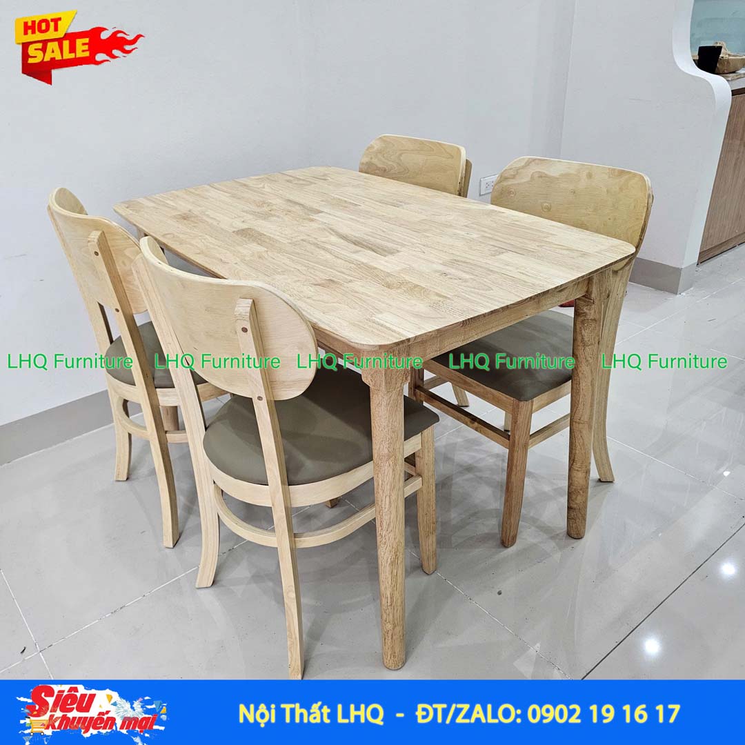 Bộ bàn ăn 4 ghế Cabin Butter - Kết Cấu Chắc, Dùng Bền