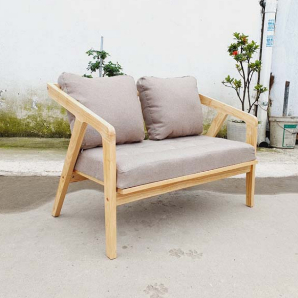 Ghế sofa đôi Nakata, Gỗ cao su tự nhiên, Thiết kế tháo ráp