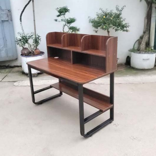Bàn giá sách 1m2, Khung sắt chữ U, Gỗ MDF chống trầy, Tháo lắp tiện lợi, Giá rẻ