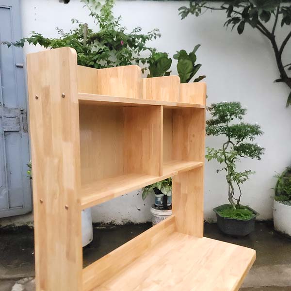 Bàn học liền giá sách 1m2, Gỗ cao su loại 1, Chất lượng cao, giá rẻ, NoithatLHQ
