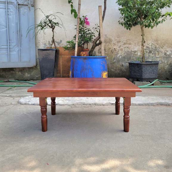 Bàn trà chân gỗ tiện 60x90, Chân gấp tiện lợi, Dùng làm bàn ăn, Gỗ cao su tự nhiên