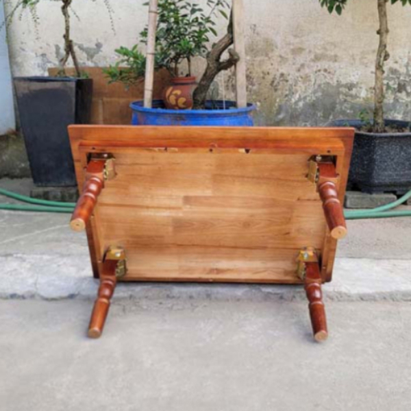Bàn Trà Nhật Chân Gỗ Tiện 50x70, Gỗ Cao Su Tự Nhiên, Gấp Gọn Dễ Dàng, Màu Tự Nhiên Và Cherry