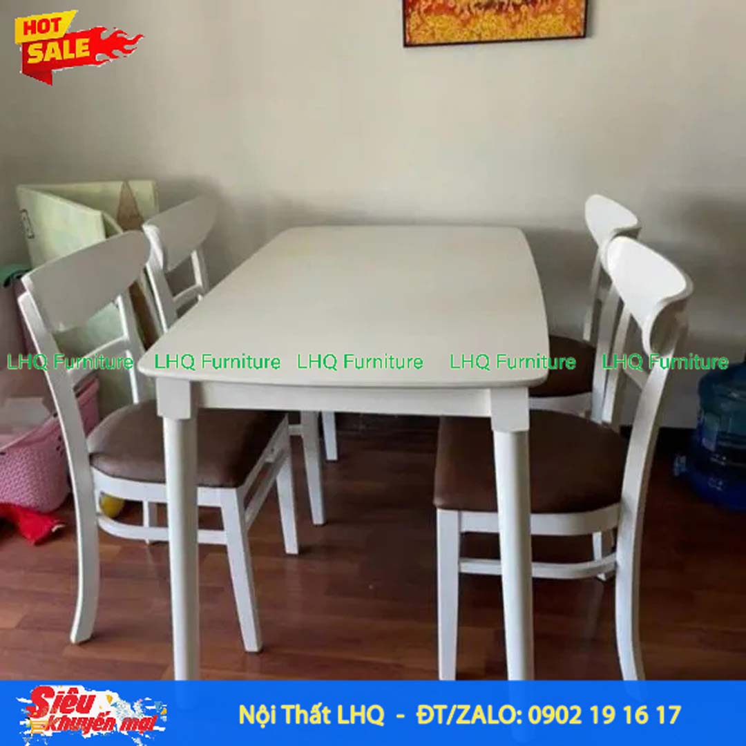 Bộ bàn ăn 4 ghế Cabin Panda màu Trắng - Sự lựa chọn cho mọi không gian