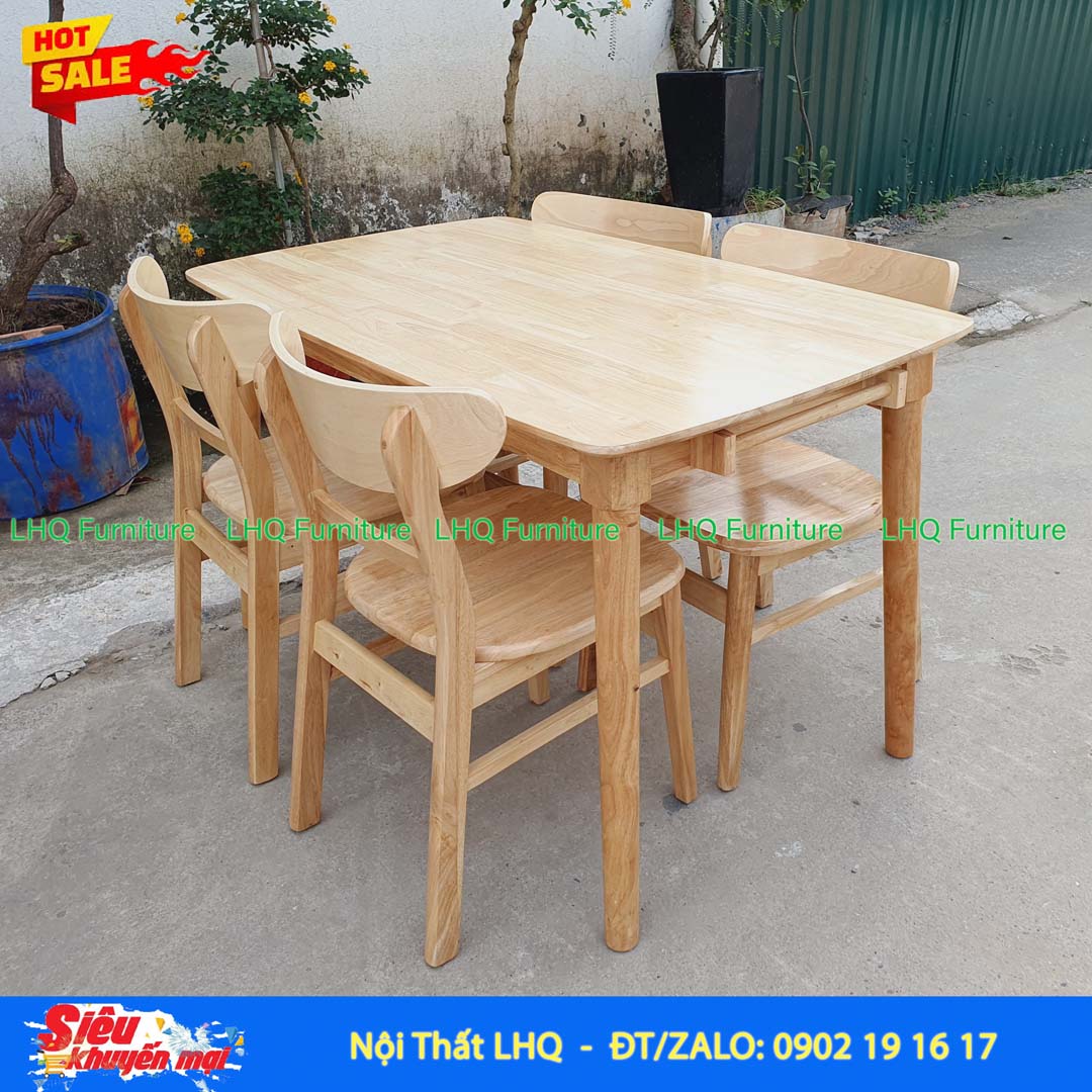 Bộ Bàn Ăn 4 Ghế Mango Gỗ Cao Su Tự Nhiên – Chất Lượng Xuất Khẩu