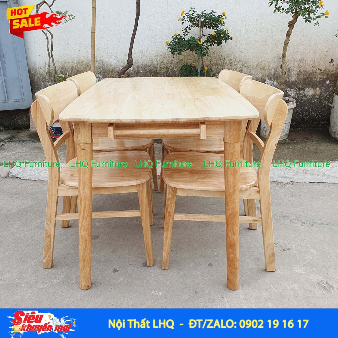 Bộ Bàn Ăn 4 Ghế Mango Gỗ Cao Su Tự Nhiên – Chất Lượng Xuất Khẩu