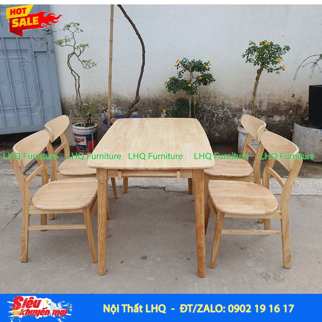 Bộ Bàn Ăn 4 Ghế Mango Gỗ Cao Su Tự Nhiên – Chất Lượng Xuất Khẩu