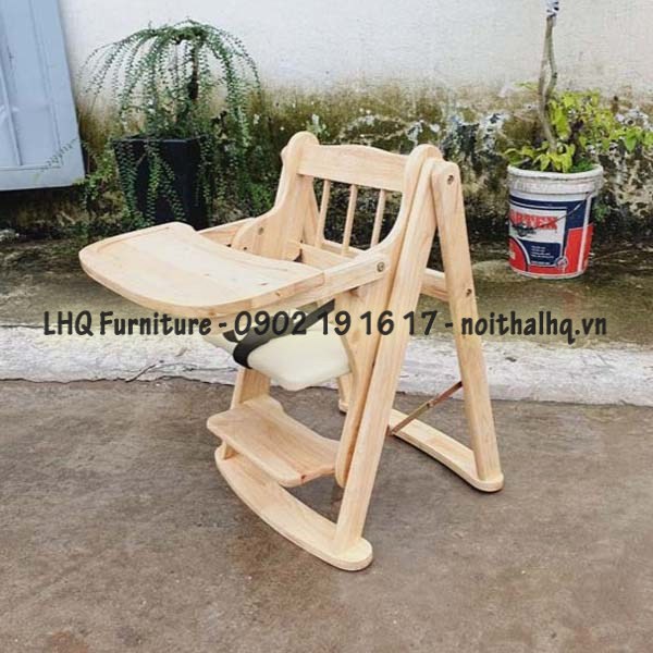 Ghế Ăn Bột Gỗ Cao Su Tự Nhiên Cho Bé – Gấp Gọn, An Toàn, Giá Tốt Tại Hà Nội