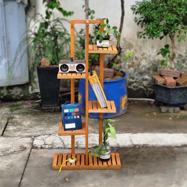 Kệ để cây, Cao 3-4-5 tầng, Chất liệu gỗ tràm, Thiết kế tháo lắp, Tiết kiệm vận chuyển.