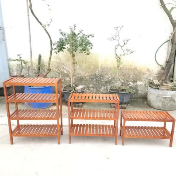 Kệ Dép Hàn Quốc, Cao 2-3-4 Tầng, Gỗ Cao Su Tự Nhiên, Tháo Ráp Nhanh Chóng, Bảo Hành Mọt