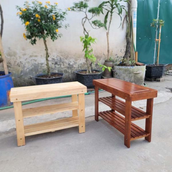 Kệ Giày Ngồi Gỗ Cao Su Tự Nhiên, Thiết Kế Tháo Ráp, Kết Cấu Chắc Chắn, Bền Bỉ Từ LHQ Furniture