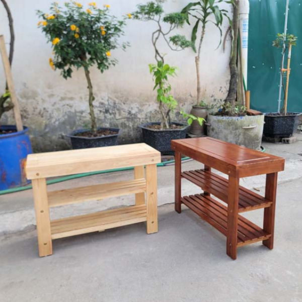 Kệ giày ngồi, Gỗ tự nhiên, chất lượng cao, giao hàng toàn quốc, cam kết sản phẩm giống ảnh