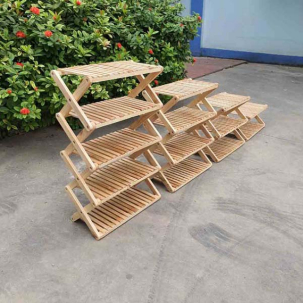 Kệ Giày Dép Hồi X, Cao 2 Đến 5 Tầng, Gỗ Tự Nhiên, Tháo Ráp Nhanh Chóng,  Vận Chuyển Tiết Kiệm
