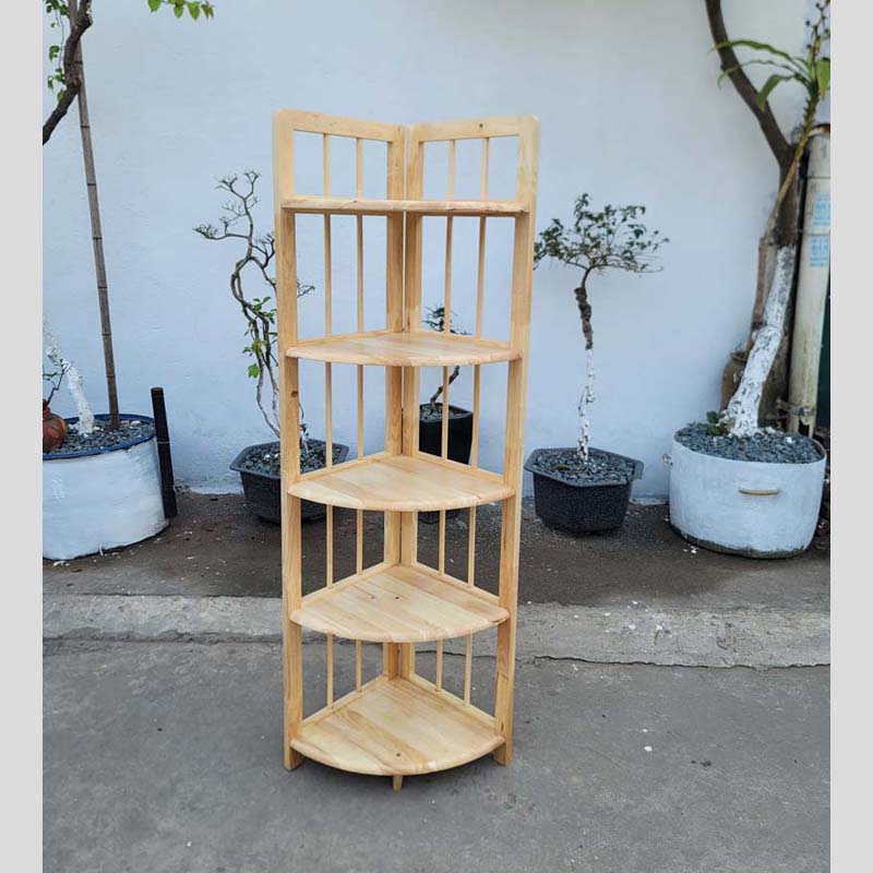 Kệ góc song tròn, Cao 3-4-5 tầng, Gỗ cao su tự nhiên, Noithatdep24H cung cấp