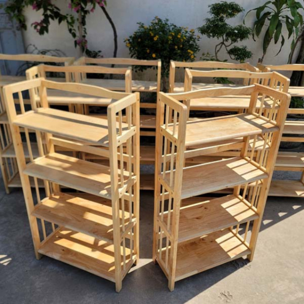 Kệ sách 4 tầng rộng 65cm, Gỗ cao su, Noithatlhq sản xuất, Chất lượng xuất khẩu, Giá nội địa
