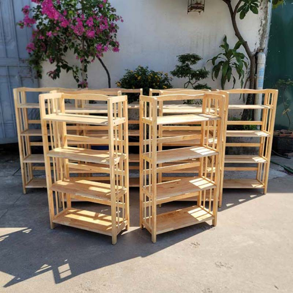 Kệ sách 4 tầng rộng 80cm, Gỗ tự nhiên, Thiết kế tháo lắp, Tiết kiệm vận chuyển, Giá rẻ, Có bảo hành