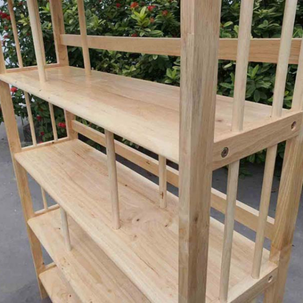 Kệ sách gỗ tự nhiên, cao 5 tầng rộng 1m, tháo ráp thuận tiện, vận chuyển rẻ