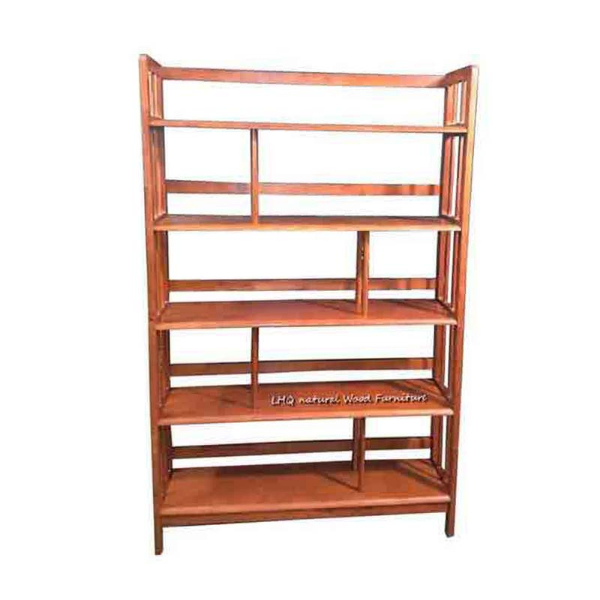 Kệ sách gỗ tự nhiên, cao 5 tầng rộng 1m, tháo ráp thuận tiện, vận chuyển rẻ