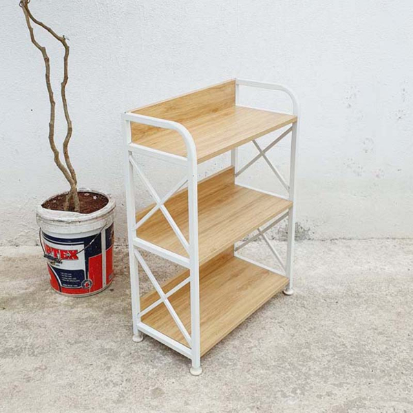 Kệ sách khung sắt 3 tầng rộng 50cm, Mặt gỗ MDF chống trầy, Thiết kế tháo lắp, Màu xanh, hồng, tự nhiên, walnut