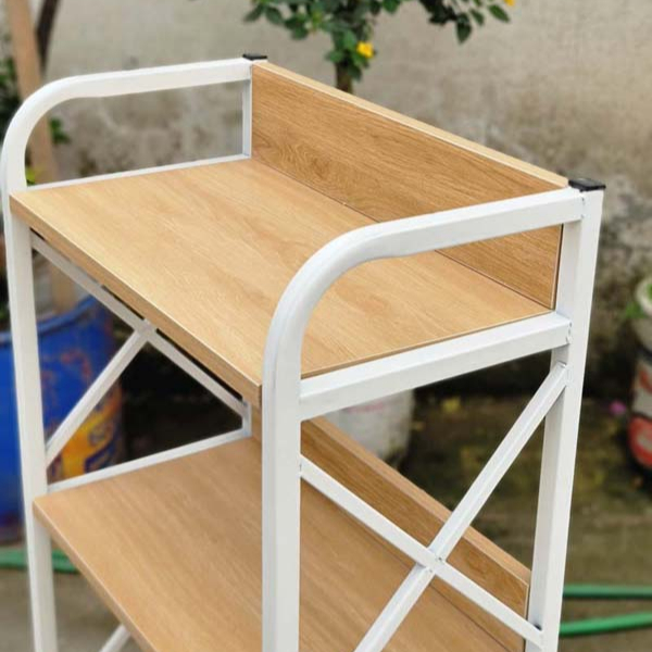 Kệ sách khung sắt 3 tầng rộng 60cm, tháo ráp nhanh, chân tăng chỉnh, giá rẻ