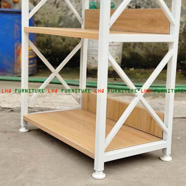 Kệ sách khung sắt 4 tầng rộng 60cm, Tháo ráp tiện lợi, Mặt Melamin chống trầy xước,4 màu lựa chọn