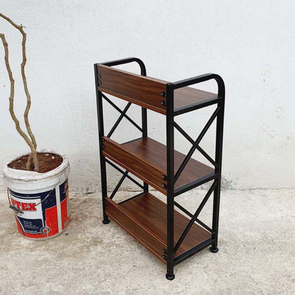 Kệ sách khung sắt 3 tầng rộng 60cm, tháo ráp nhanh, chân tăng chỉnh, giá rẻ