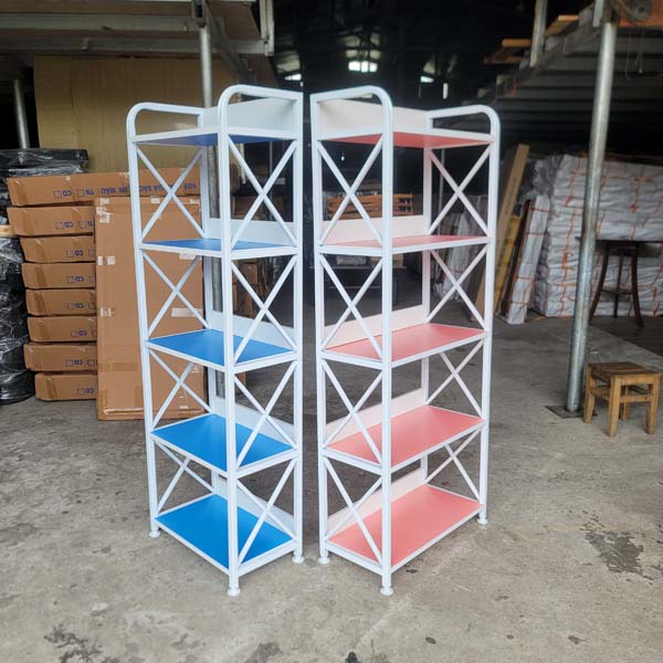 Kệ sách 5 tầng rộng 50, khung sắt sơn tĩnh điện, mặt MDF chống trầy, 4 màu lựa chọn