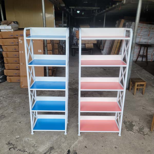 Kệ khung sắt 5 tầng 60, 4 màu lựa chọn, sắt sơn tĩnh điện, gỗ MDF chống trầy