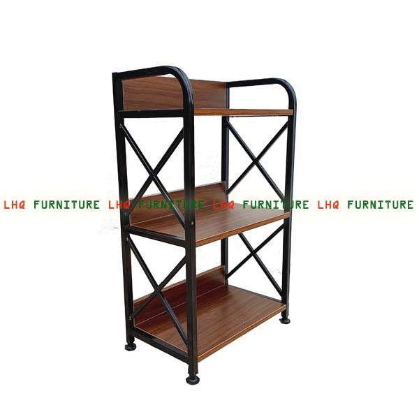 Kệ sách khung sắt 3 tầng rộng 60cm, tháo ráp nhanh, chân tăng chỉnh, giá rẻ