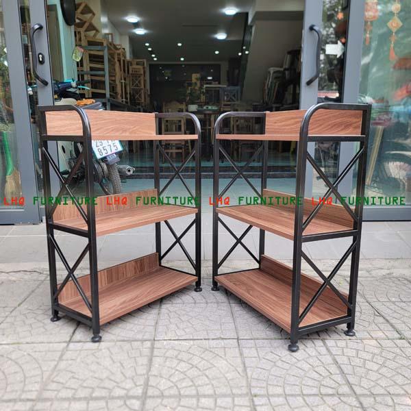 Kệ sách khung sắt 3 tầng rộng 50cm, Mặt gỗ MDF chống trầy, Thiết kế tháo lắp, Màu xanh, hồng, tự nhiên, walnut