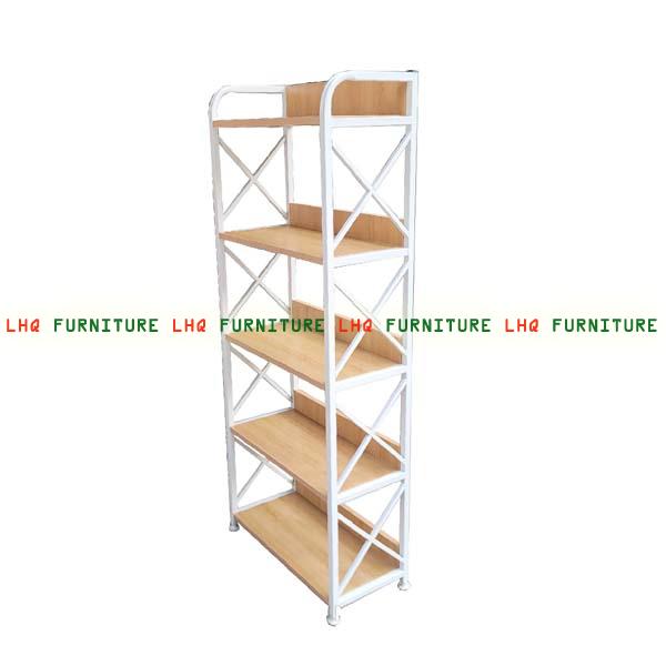 Kệ sách 5 tầng rộng 50, khung sắt sơn tĩnh điện, mặt MDF chống trầy, 4 màu lựa chọn