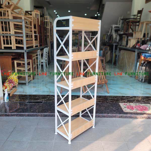 Kệ khung sắt 5 tầng 60, 4 màu lựa chọn, sắt sơn tĩnh điện, gỗ MDF chống trầy