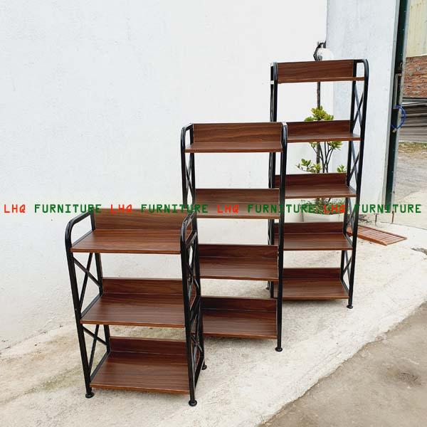 Kệ sách khung sắt 3 tầng rộng 60cm, tháo ráp nhanh, chân tăng chỉnh, giá rẻ