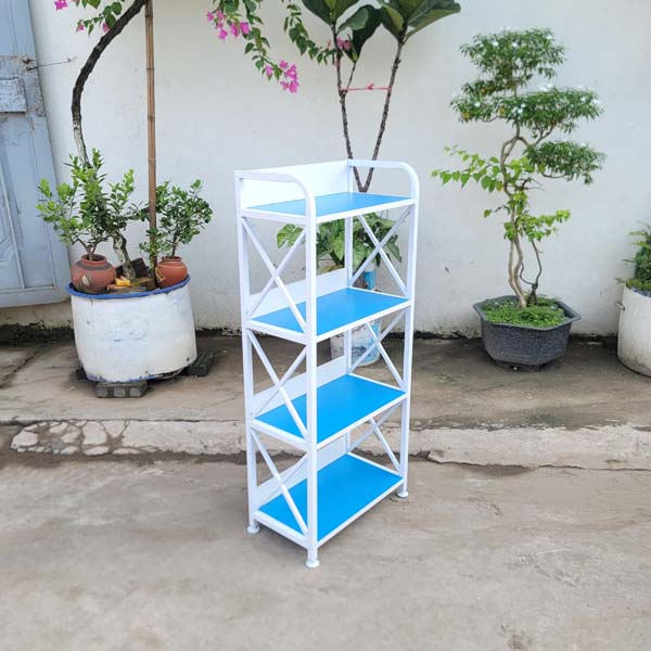 Kệ sách khung sắt 4 tầng rộng 60cm, Tháo ráp tiện lợi, Mặt Melamin chống trầy xước,4 màu lựa chọn