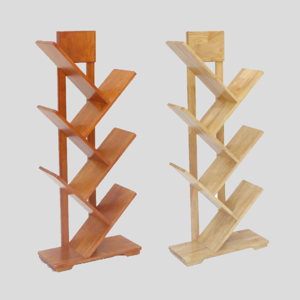 Kệ sách xương cá 7 tay, Gỗ cao su, Noithatlhq sản xuất, Chất lượng xuất khẩu, Giá nội địa
