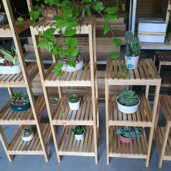 Kệ trang trí, Gỗ cao su 2-3-4 tầng, Chất lượng xuất khẩu, Có bảo hành