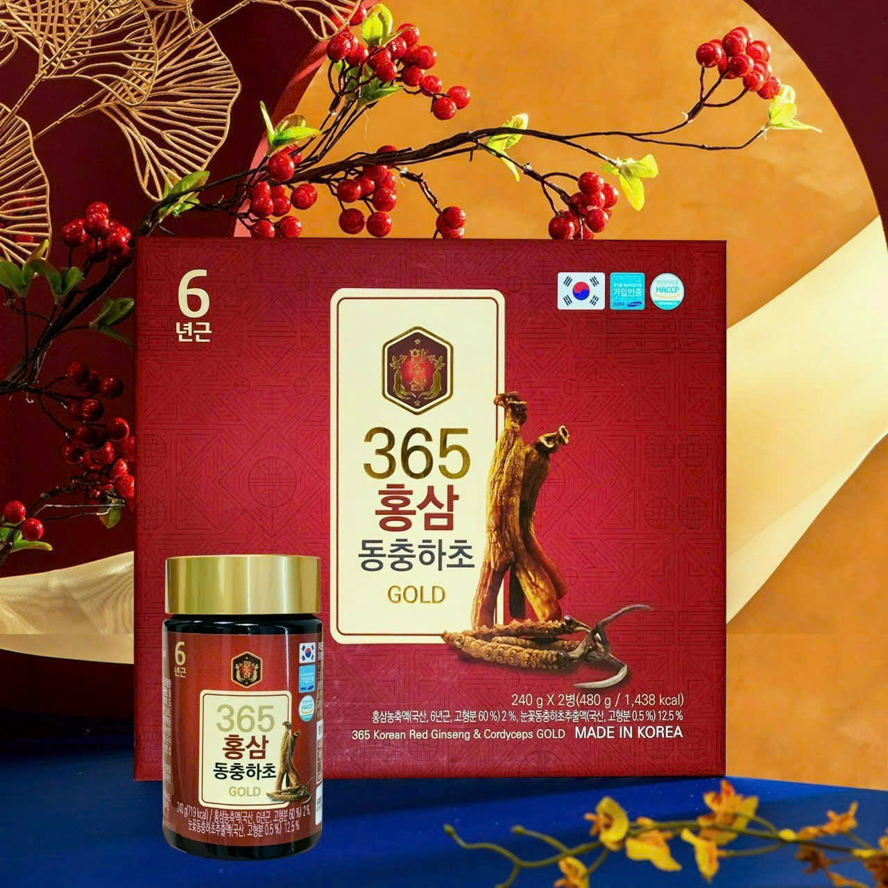 Cao hồng sâm đông trùng HANSUSAM 365 ( Hộp 2 lọ và hộp 4 lọ x 240g )