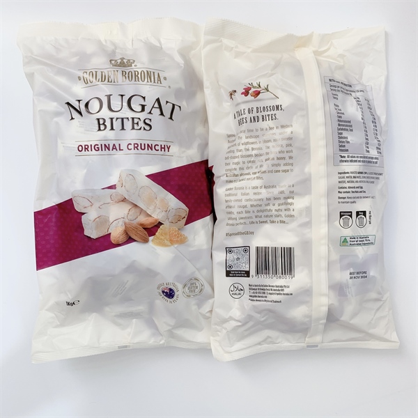 Golden Boronia Nougat Original Crunchy kẹo hạt hạnh phúc vị nguyên bản giòn 1kg (12/25)