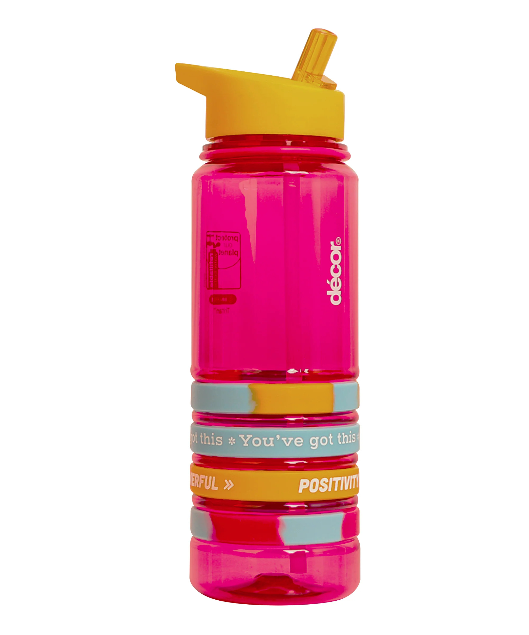 Decor Quad Bands Tritan Bottle bình nước nhựa ống hút 750ml