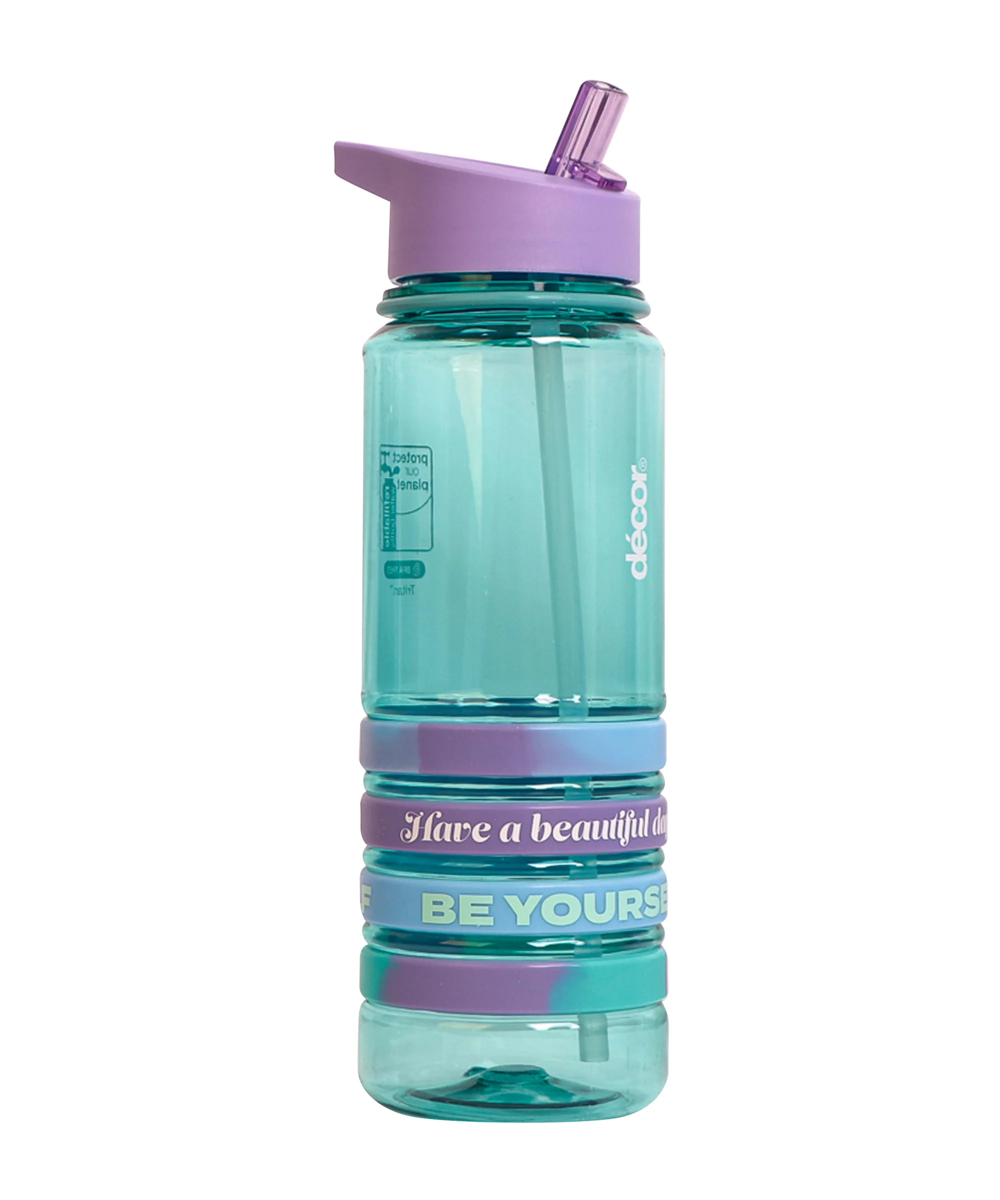 Decor Quad Bands Tritan Bottle bình nước nhựa ống hút 750ml