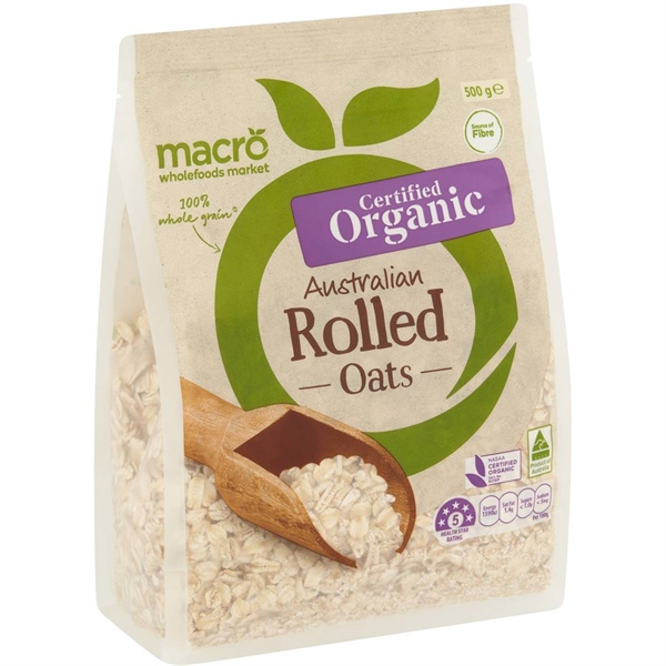Macro Organic Australian Rolled Oats yến mạch hữu cơ nguyên hạt cán dẹt 500g (03/26)