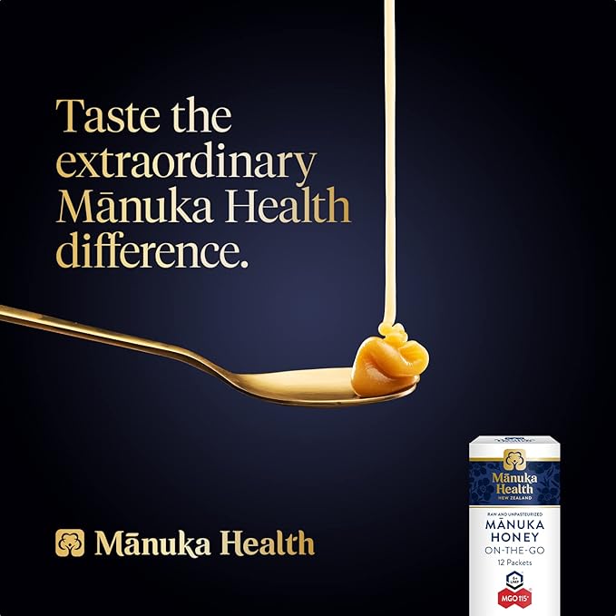 Manuka health manuka honey on the go mật ong tép, túi nhỏ mang theo tiện lợi MGO 115+ 12x5g (07/26)