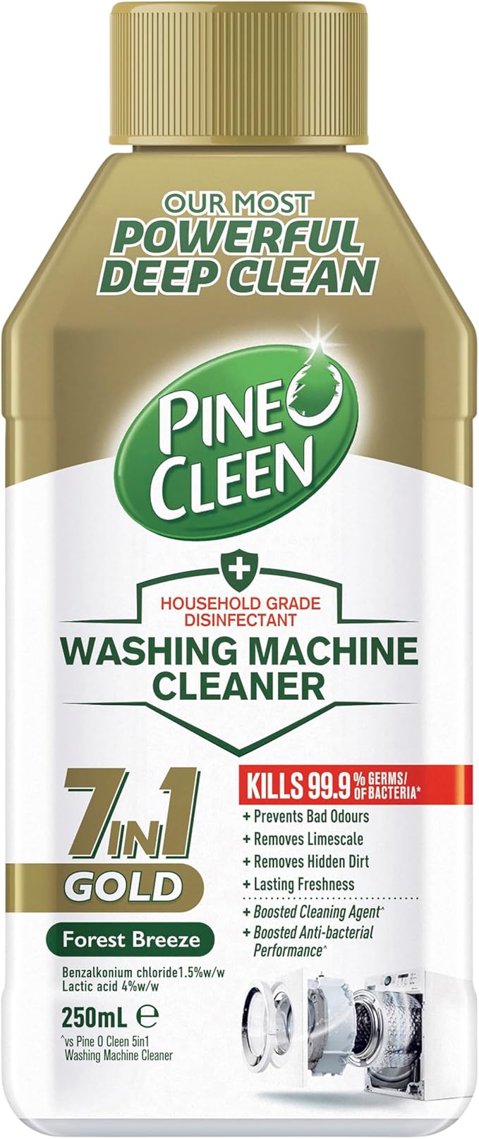 Pine O Cleen Gold Washing Machine Cleaner 7in1 Gold vệ sinh tẩy rửa máy giặt 250ml (2027)