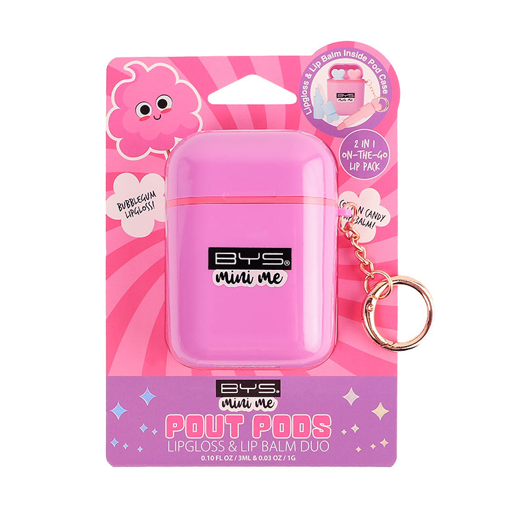 BYS Mini Me Pout Pods Lipgloss & Lip Balm hộp móc khóa kèm son bóng và son dưỡng - màu ngẫu nhiên