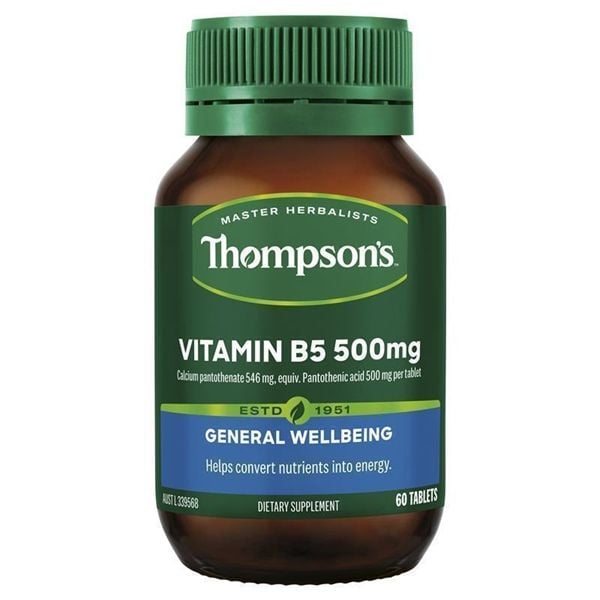 Thompson's Vitamin B5 500mg bổ sung Vitamin B5 chuyển hóa năng lượng 60v (08/28)