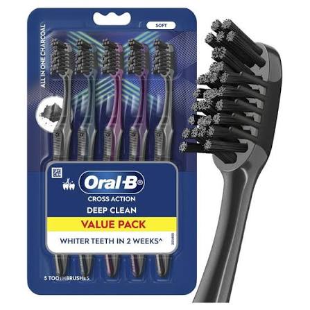 Oral-B Toothbrush Cross Action All in One Charcoal set bàn chải đánh răng than hoạt tính 10 cây