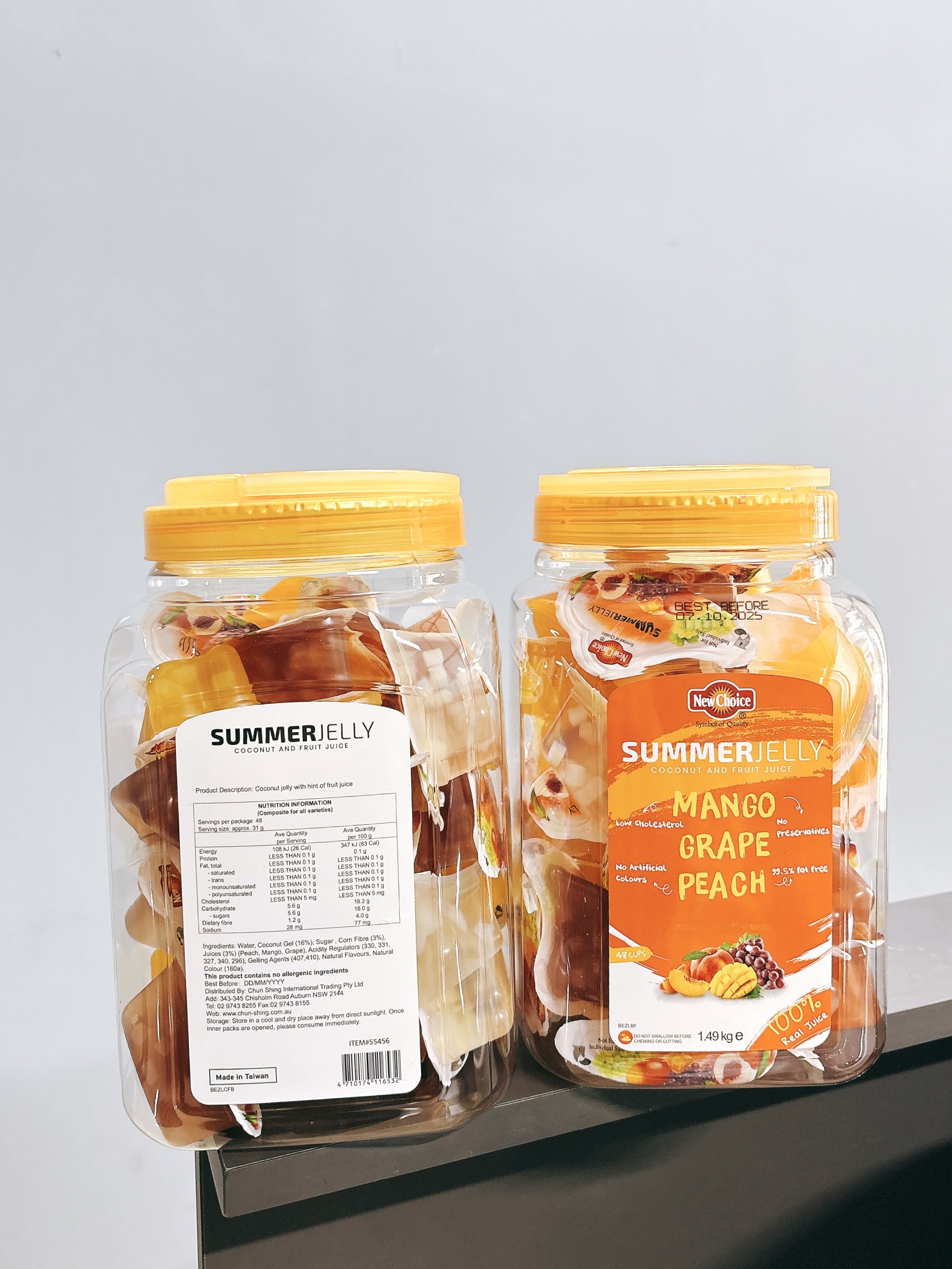 New choice Summer Jelly thạch rau câu trái cây xoài, nho, đào 1.49kg (10/25)
