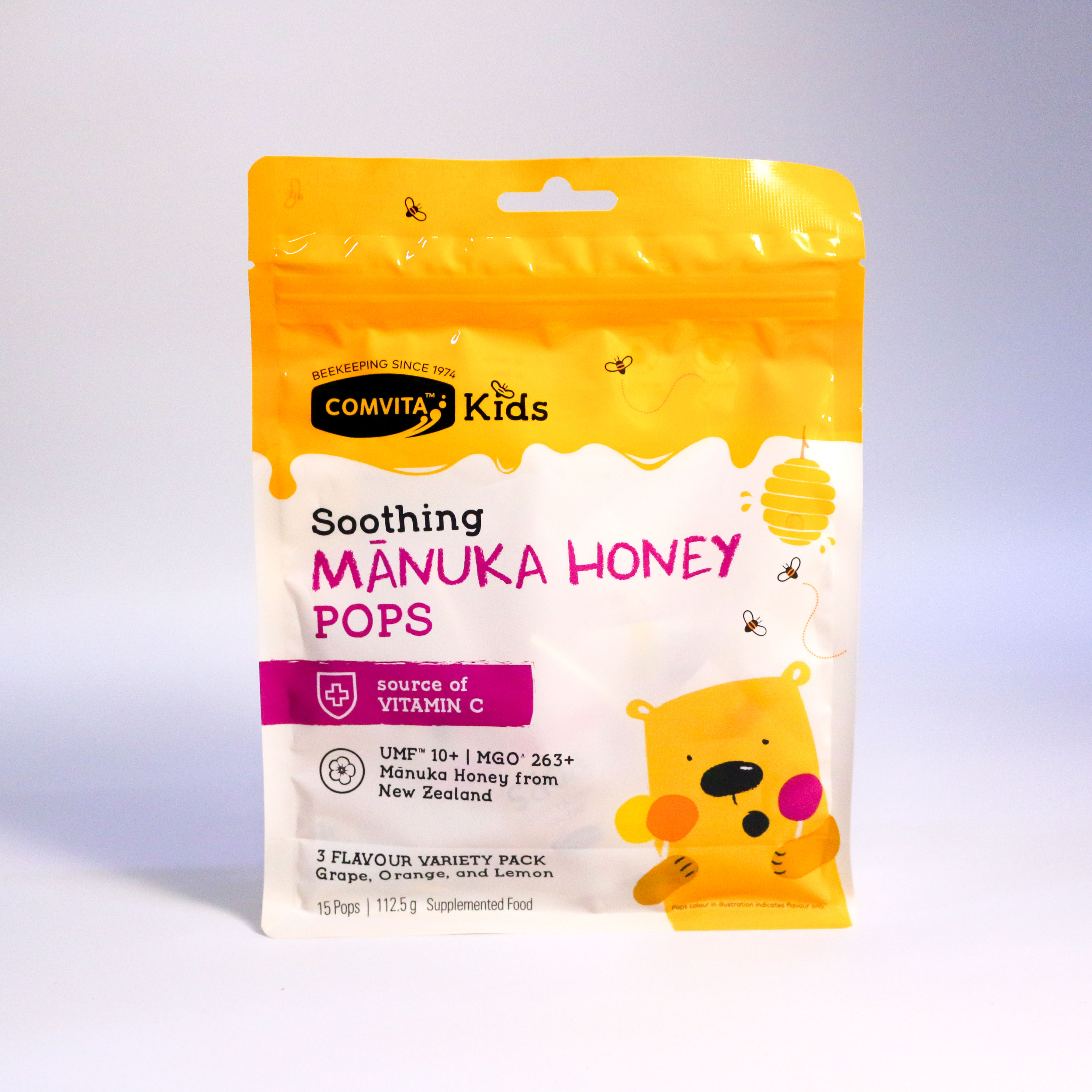 Comvita kids manuka honey pops 15 pops kẹo mút mật ong cho bé 112.5g (02/28)