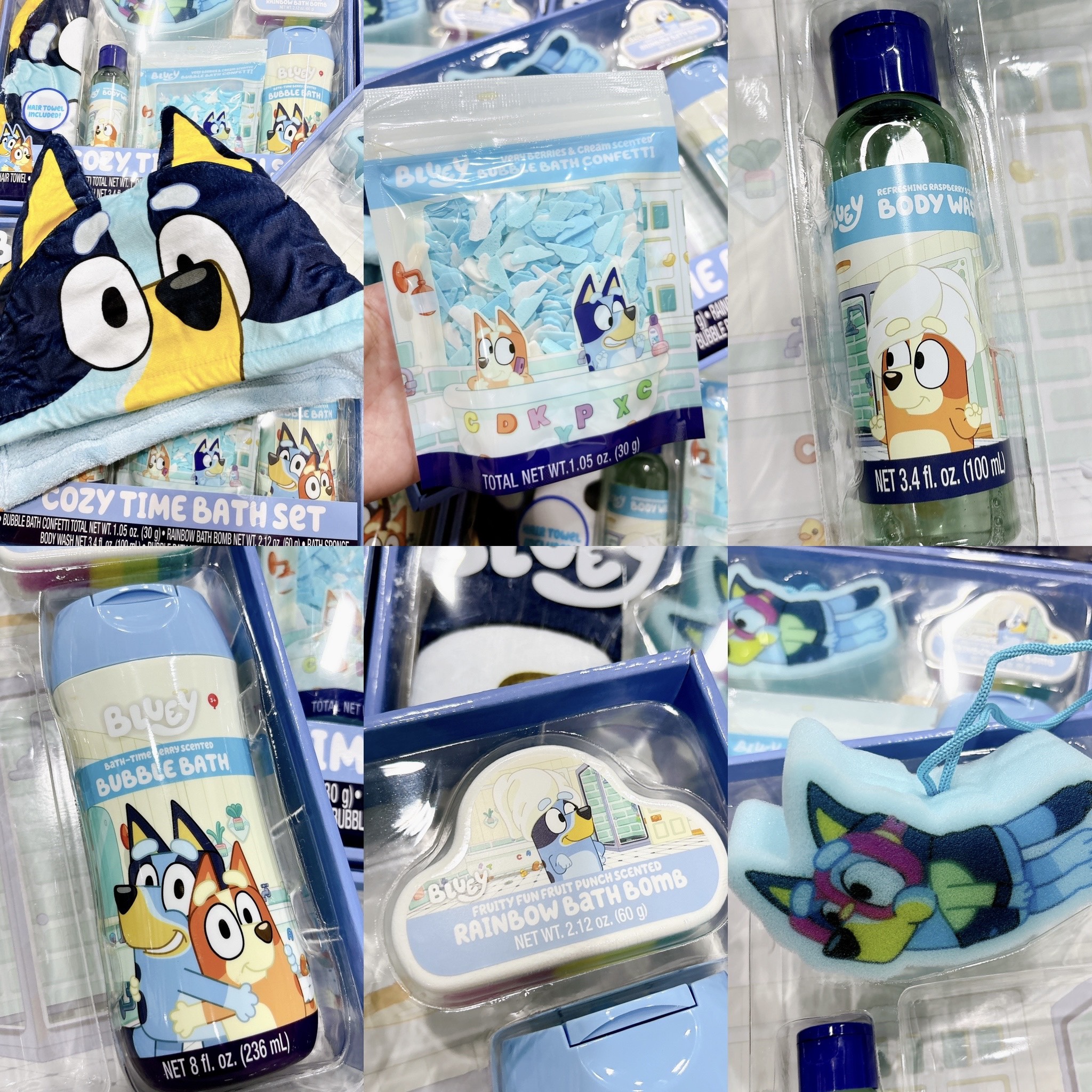 Bluey Cozy Time Bath Set - bộ tắm cho bé mẫu bé trai 6 món