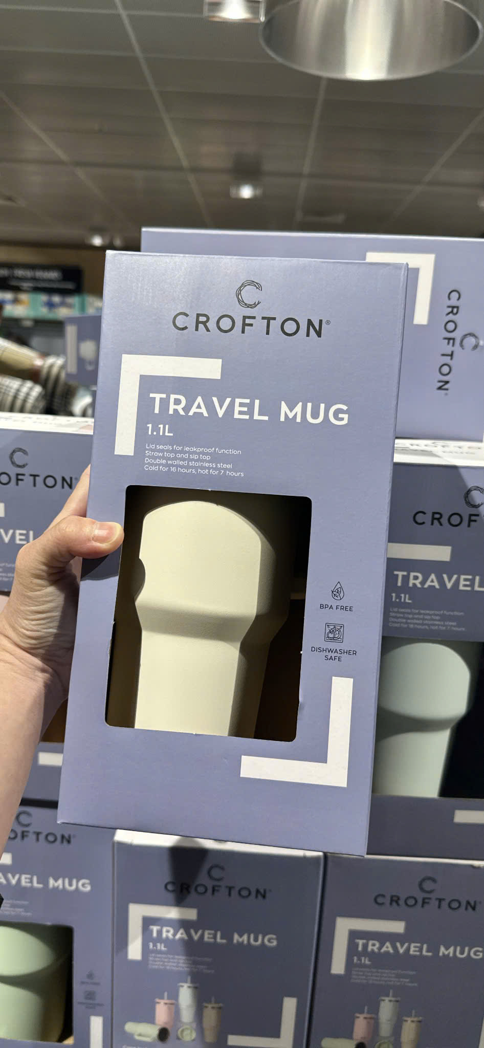 Crofton Travel Mug 1.1L ly giữ nhiệt kèm ống hút giữ lạnh 16h - giữ nóng 7h