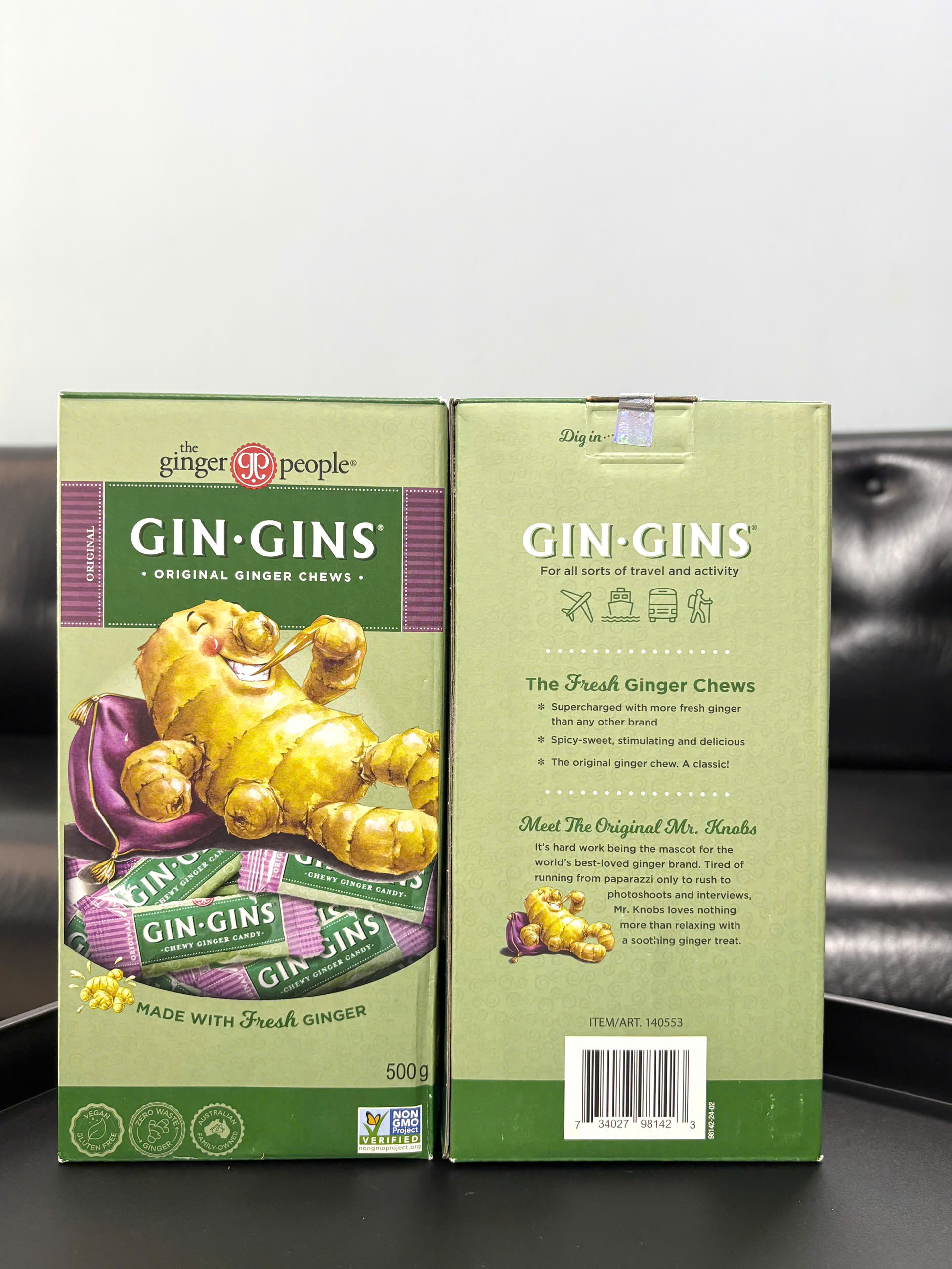 Gin Gin Original Ginger Chews kẹo gừng mềm dẻo vị nguyên bản 500g (09/26)